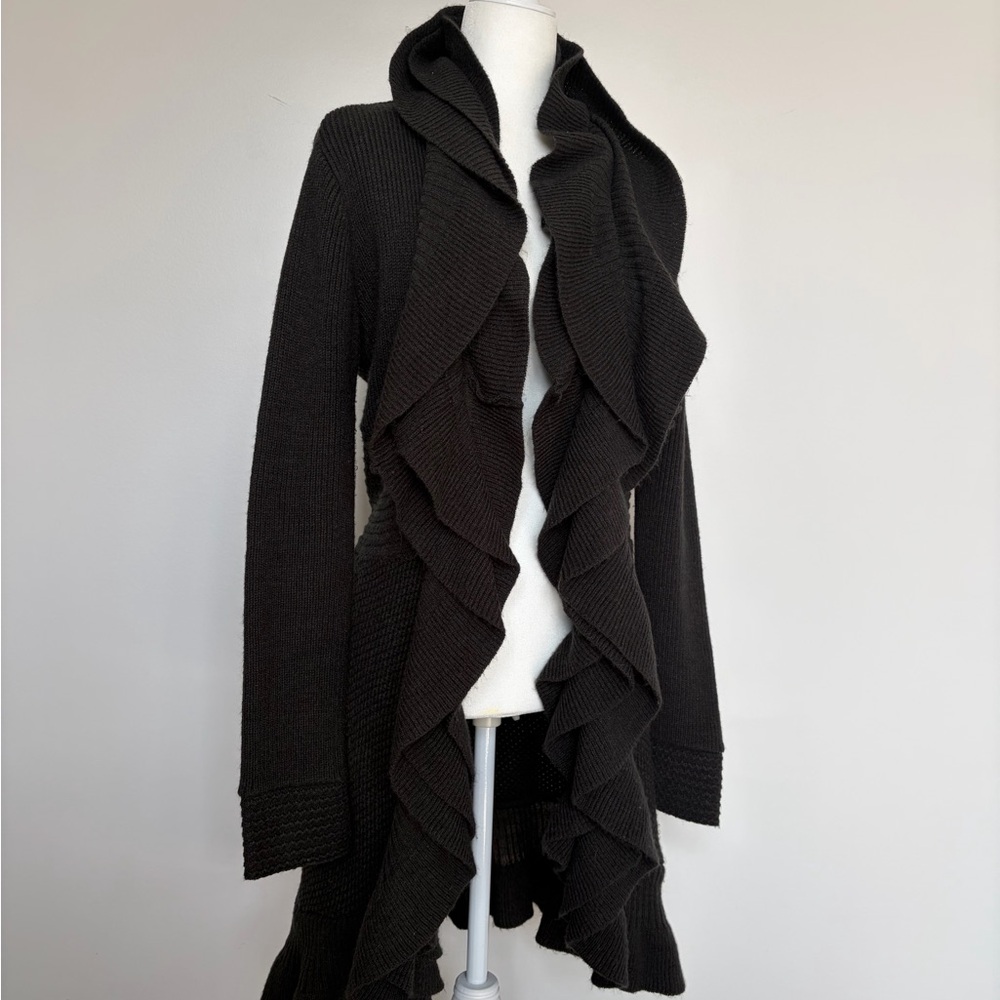 MM Couture Black Ruffled Cardigan
